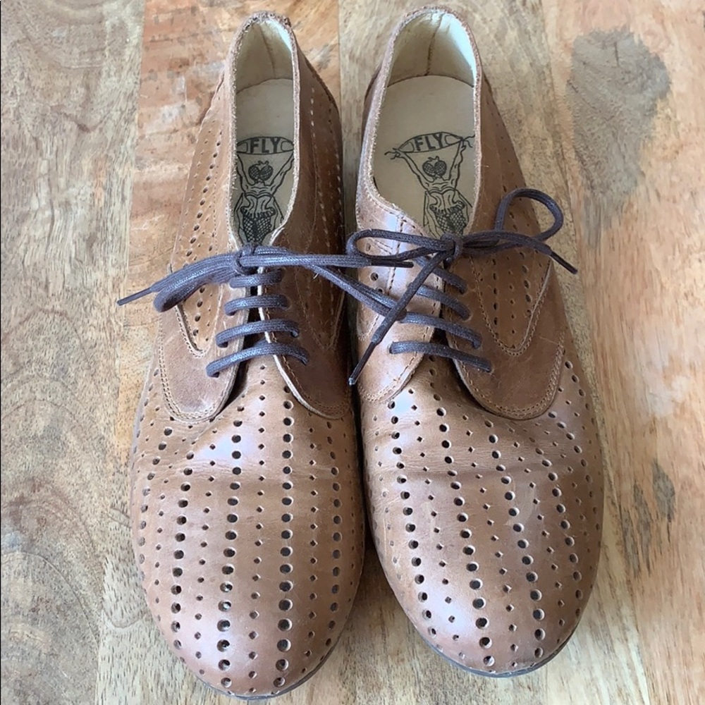 FLY London unisex perforated derby shoes - Picture 1 of 7